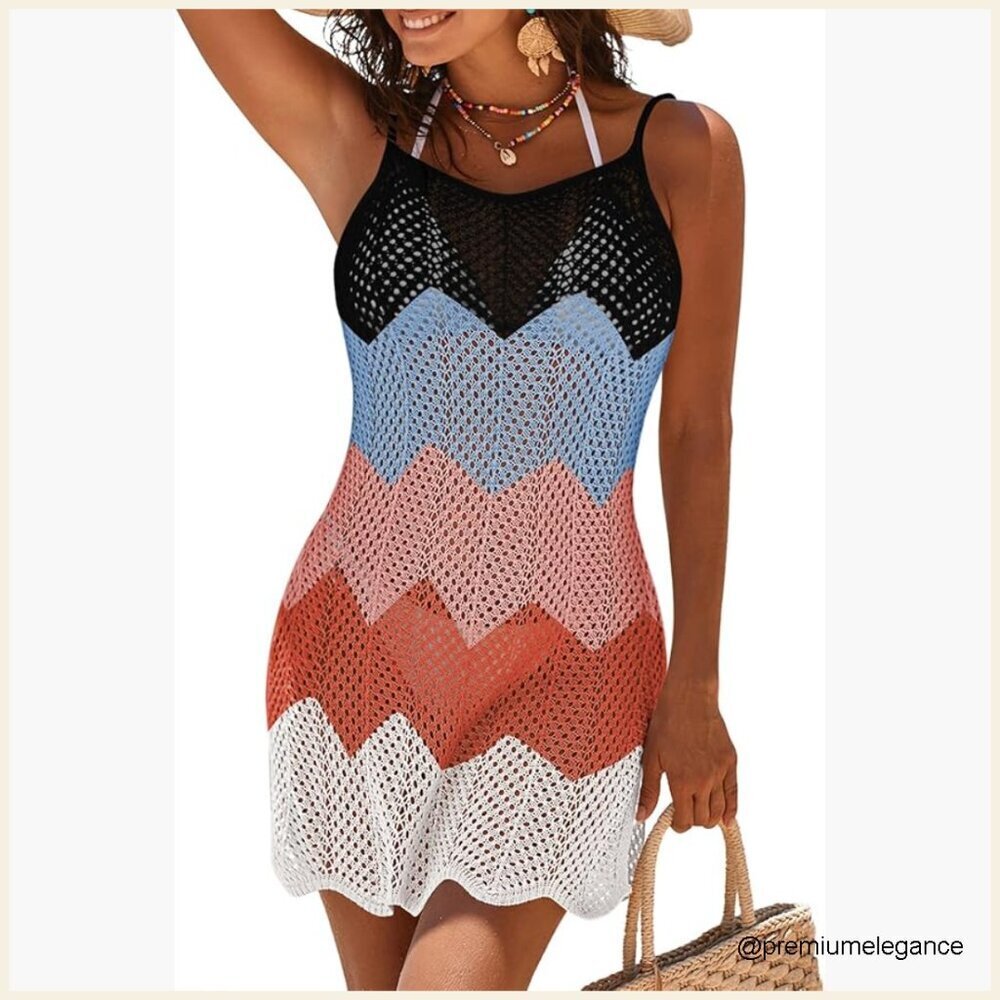 Large Mesh Crochet Swimsuit Cover Up Dress Beach Pool Vacation